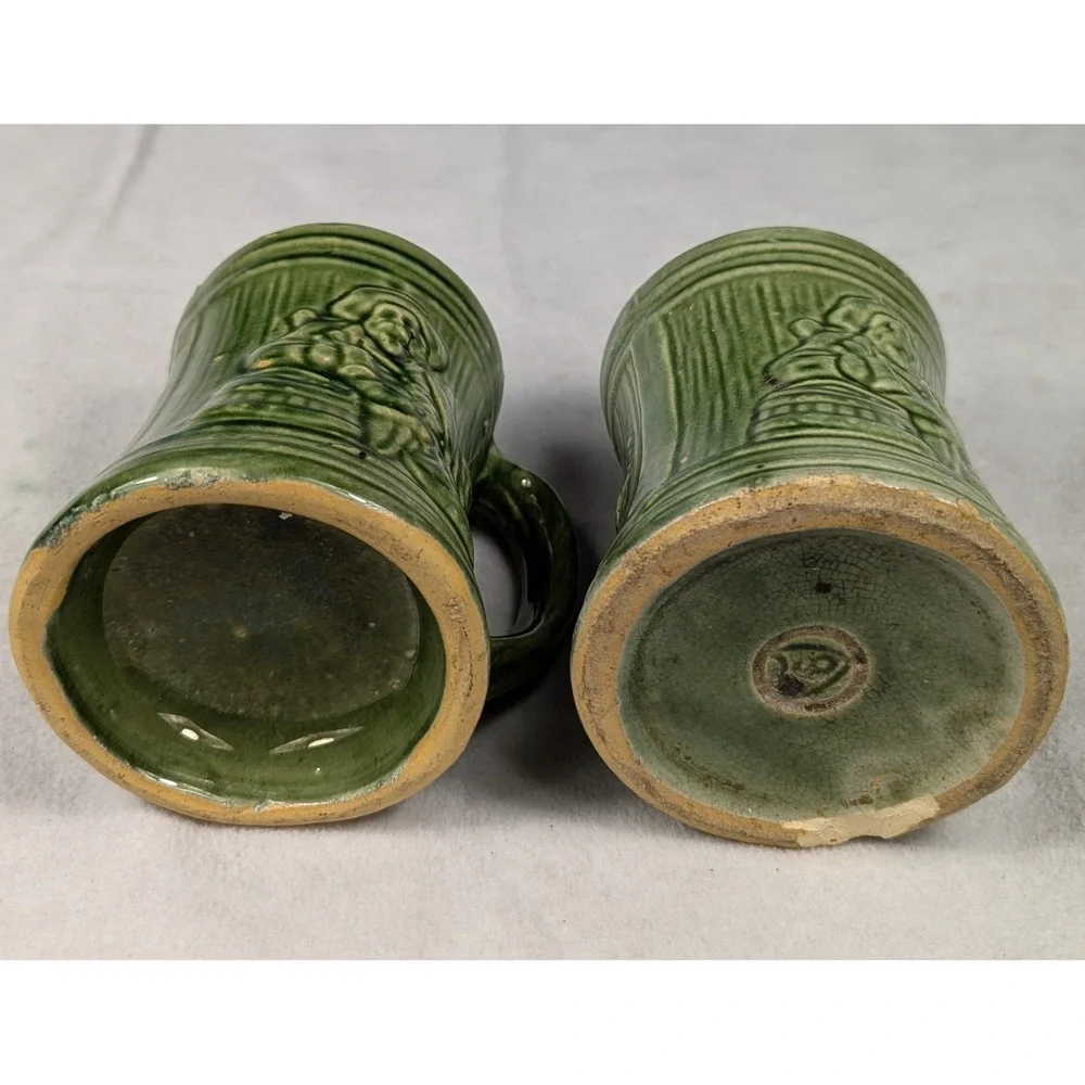 Vintage‎ 1920's McKoy Green Glazed Buccaneer Mug and Pitcher Drinkware Set